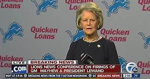 Detroit Lions owner Martha Firestone Ford announces management shakeup
