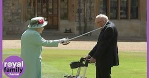 Captain Tom Moore knighted by The Queen During Outdoor Ceremony at Windsor Castle