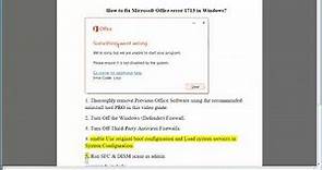 Fix Microsoft Office error 1713 in Windows