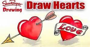 How to draw fancy Valentine Hearts