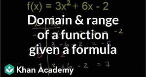 Domain and range of a function given a formula | Algebra II | Khan Academy