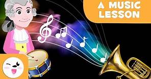 A music lesson | Instruments and musical figures for kids