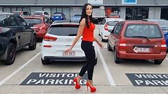 Ashley Tries Out Red Shiny 6 Inch Open Toe High Heel Platform Shoes with Test Walking And Unboxing