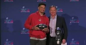 Patrick Mahomes speaks to the media the morning after winning Super Bowl LVII MVP