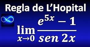 113. Límite por Regla de L'Hopital: exponencial y trigonométrica, forma 0/0