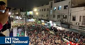 Pro-Palestine demonstrators pack the streets of Amman