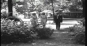 United States President Harry S Truman with his wife and daughter at his residenc...HD Stock Footage