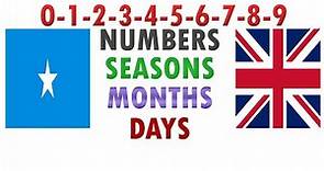 Somali English - Numbers Months And Days