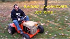 One last joy ride on my racing lawn mowers.