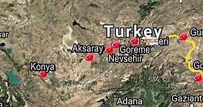 Mapa de Recorrido en Turquía "Viajeros del Camino"