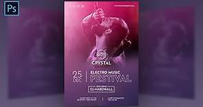 Electro Music Festival Poster Design In Adobe Photoshop
