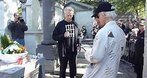 Ray Manzarek and Robby Krieger at Jim Morrison's Grave on 3rd July 2011 - Père Lachaise