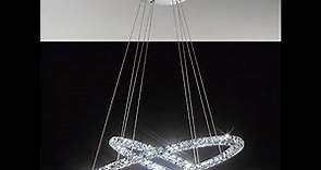 Lampadario a sospensione elegante e moderno a luce led anelli di cristallo modello Eglo Toneria