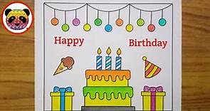 Happy Birthday Drawing / Birthday Drawing / Birthday Card Drawing / Handmade Birthday Card Easy
