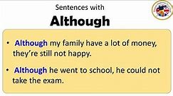 Sentences with Although, Although in a Sentence, Sentences about Although