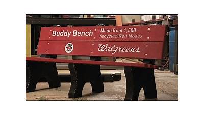 Recycled Red Noses get a new life as Buddy Benches