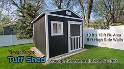 Tuff Shed Storage Shed Installation and Cost - 10' x 12' Floor Area - 8' High Side Walls