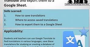 How to save translations in Google Translate and export them to Google Sheets.