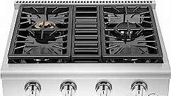 Empava 30 in. Slide-in Natural Gas Rangetop with 4 Deep Recessed Sealed Ultra High-Low Burners-Heavy Duty Continuous Grates in Stainless Steel, 30 Inch, Black