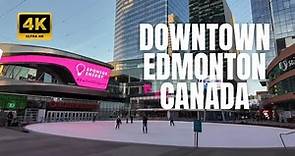 Downtown Edmonton Walking Tour - Main Street of Edmonton, Alberta, Canada 4K