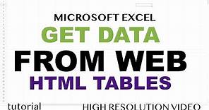 Excel - Get Data From Web - HTML table - Part 1