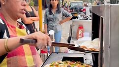 DOMINOS Style Pizza on Street with Delicious Toppings Restaurant Style Pizza on Street of Mumbai