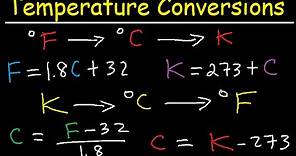 Celsius to Fahrenheit to Kelvin Formula Conversions - Temperature Units C to F to K