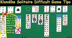Klondike Solitaire Difficult Game Tips