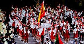 El desfile del equipo olímpico español en la ceremonia de inauguración de Tokio 2020