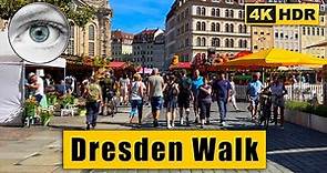 Dresden Center Streets Walking Tour 🇩🇪 Germany 4K HDR ASMR