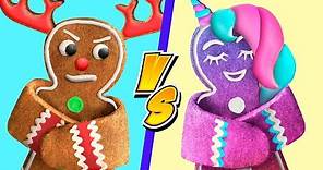 9 Fun Christmas Treat Ideas / Unicorn Christmas Candies vs Reindeer Christmas Candies Challenge!