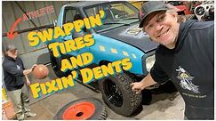 Dirt Daily. Fixing the Tracker's Tires, Dents, and Basketball skills?!