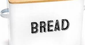 Granrosi Large White Bread Box for Kitchen Countertop, Bread Storage Container, Breadbox, Bread Container, Bread Boxes, Bread Keeper, Bread Holder - Farmhouse Bread Box with Bamboo Wooden Lid - White