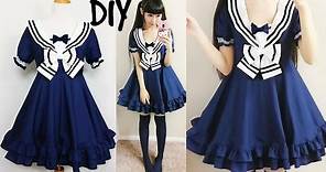 DIY Easy Navy Sailor Dress (Short Sleeves) Step by Step with Pattern & Pattern Making
