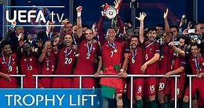 Ronaldo lifts the EURO trophy for Portugal