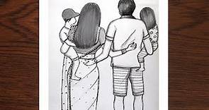 Traditional Family Drawing Very Easy || How to Draw a Family Picture Very Easy|| Easy Drawing