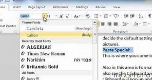 Microsoft Word 2010 - User Guide - Lesson Two - Copy and Paste, Fonts and Paragraphs