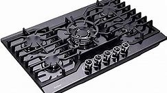 Anlyter 30 Inch Gas Cooktop, 5 Burners Built-in Stove Top Stainless Steel (Thermocouple Protection), LPG/NG Convertible Stove Dual Fuel Sealed Gas Hob - Black