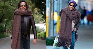 Lenny Kravitz vuelve a lucir su enorme bufanda que provocó una avalancha de memes
