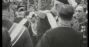 SWEDEN: King Gustavus V receiving King Alfonso XIII of Spain (1928)