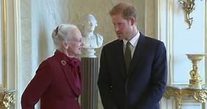 Prince Harry meets the Queen of Denmark on first official visit