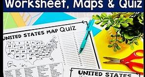 United States Map Quiz & Worksheet, USA Map Test w/ Practice Sheet, US Map Quiz