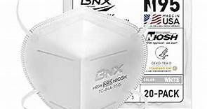 BNX N95 Mask NIOSH Certified MADE IN USA Particulate Respirator Protective Face Mask (20-Pack, Approval Number TC-84A-9315 / Model H95W) White