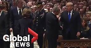 Bush funeral: George W. Bush greets Trump, former presidents