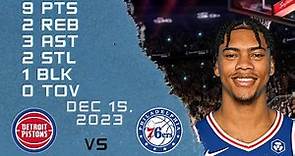 Jaden Springer player Highlights 76ERS vs PISTONS NBA Regular season game 15-12-2023