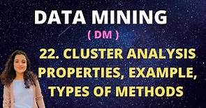 #22 Cluster Analysis - Properties, Categories Of Methods |DM|