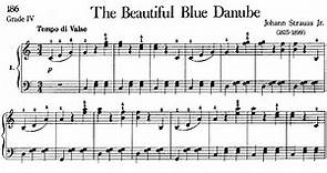 Piano Pieces for Children Grade 4 No.12 Strauss The Beautiful Blue Danube (P.186) Sheet Music