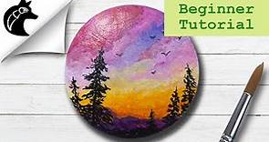 Rock Painting Tutorial For Beginners Sunset