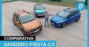 Comparativa Dacia Sandero Stepway 2021 vs Ford Fiesta vs Citroen C3 | Review en español Diariomotor