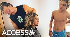 Matthew McConaughey Cuts Son Livingston’s Hair In RARE Photo
